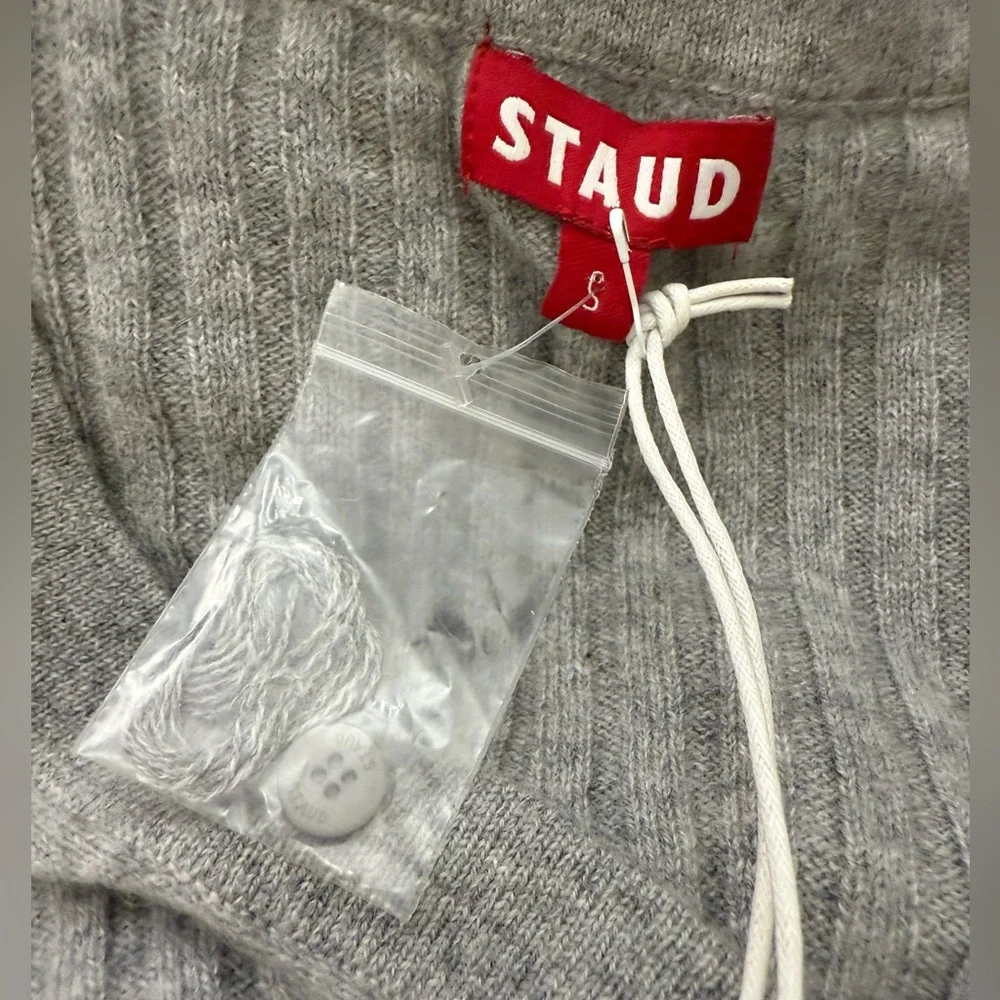 NWT STAUD Shoko Cashmere Rib Knit Sweater Dress in Heather Grey Sz S - Picture 12 of 16